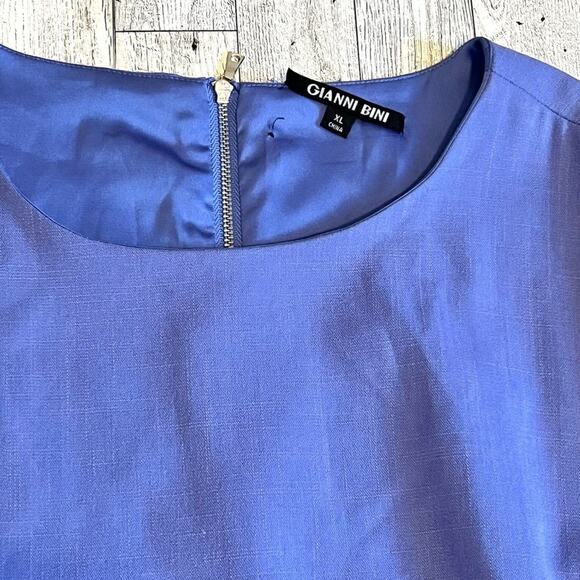 Gianni Bini Womens Ruffle Trumpet Sleeve Blue Work Shift Dress Size XL - Picture 8 of 9